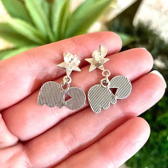 Silver Pac Man Earrings - Picture 3 of 3